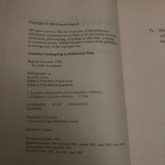 The Little Immigrants Book by Kenneth Bagnell - Picture 6 of 11